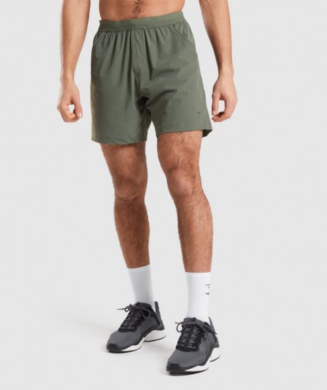 Men's Gymshark Studio Shorts Olive | CA 3D765A